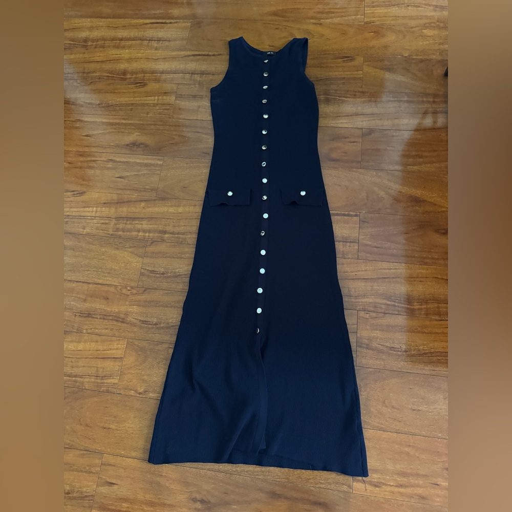 Micas meshki inspired Navy Blue Sleeveless Maxi Dress S - Picture 3 of 5